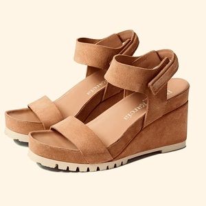 Pedro Garcia EU41/9.5-10US Wedge Suede Sandals Platform Leather upper/down Brown